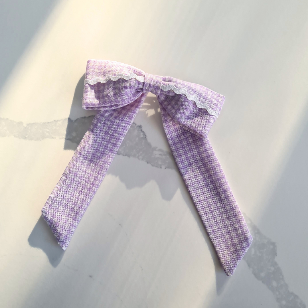 Lilac Gingham Hair Bow