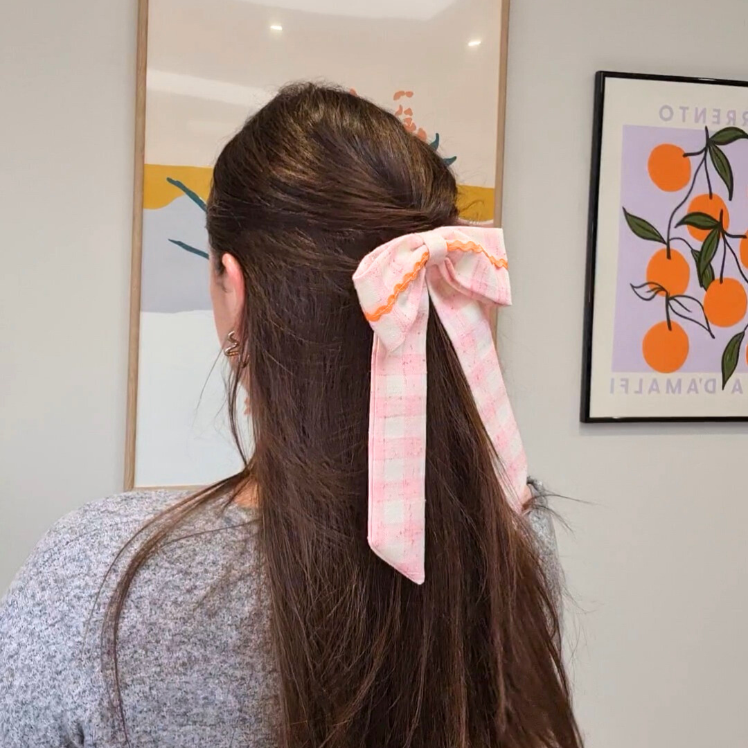 Pink Gingham Hair Bow