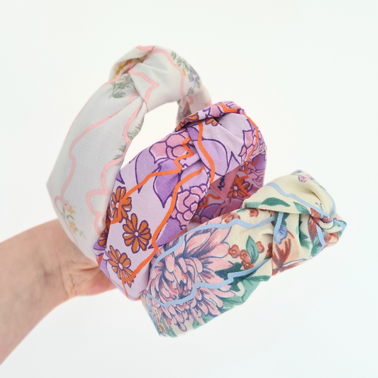 Orange and Lilac Retro Print Headband | Clemmie