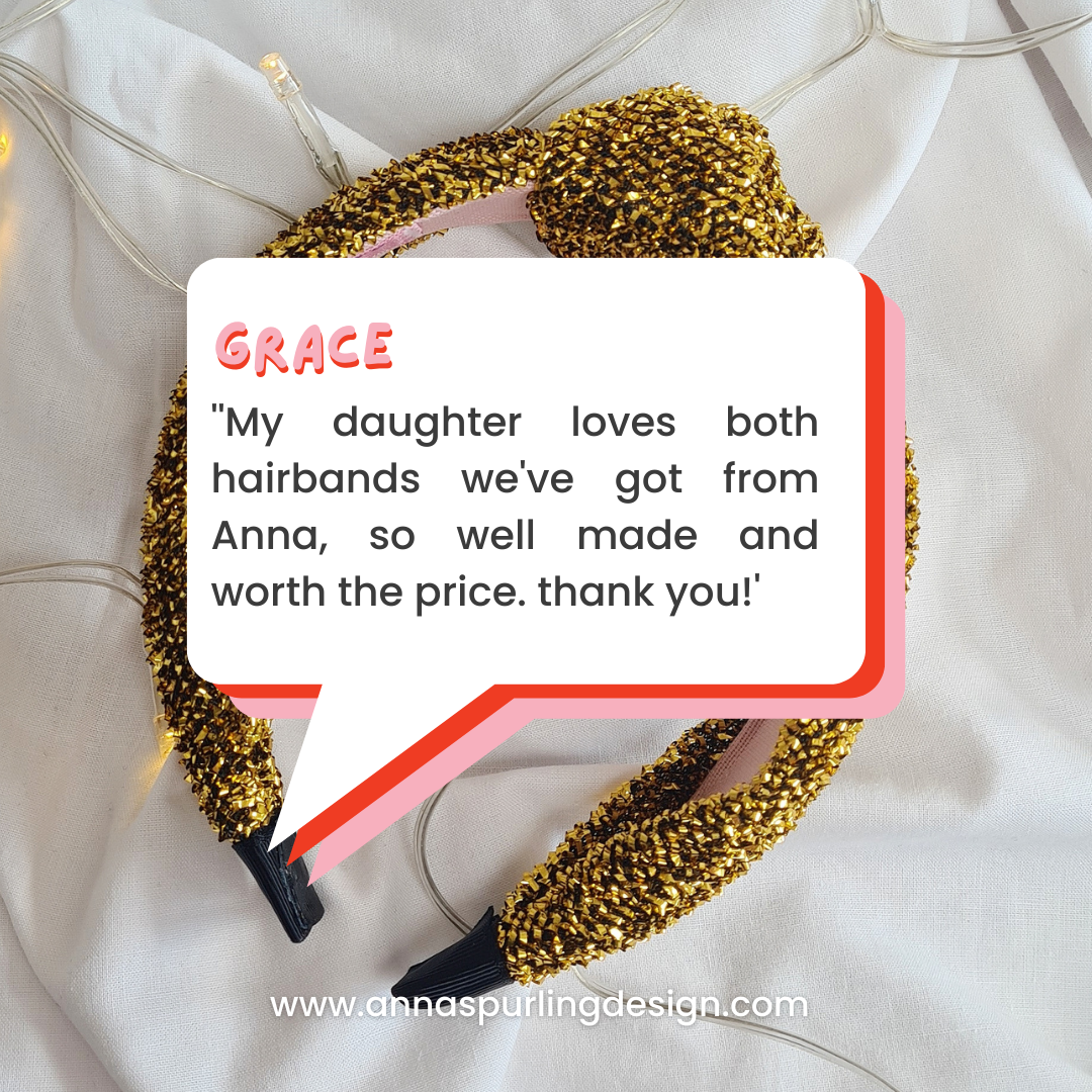 Gold Tinsel Sparkle Knot Headband