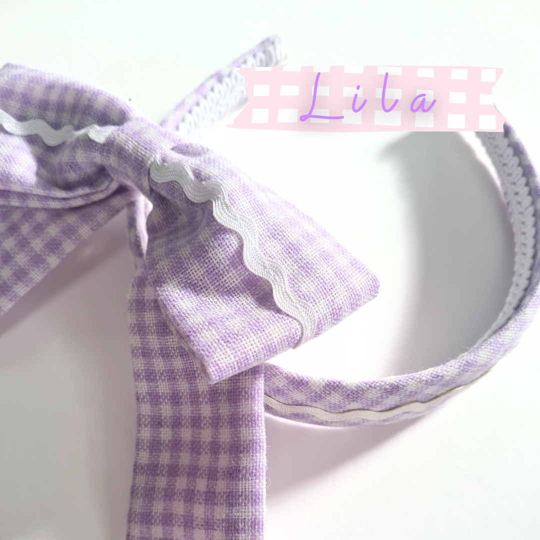 Lilac Gingham Hair Bow