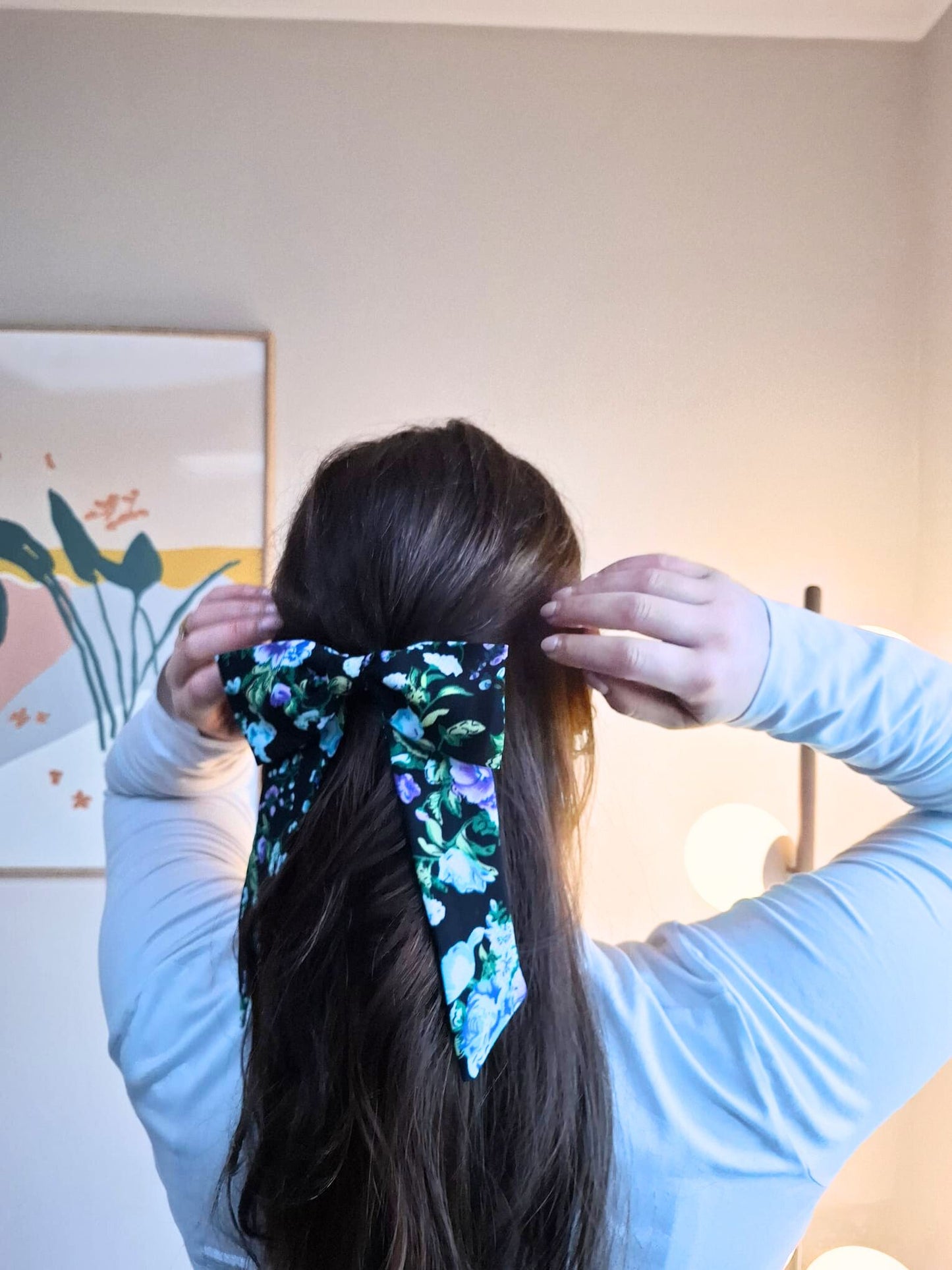 Margot black floral hair bow