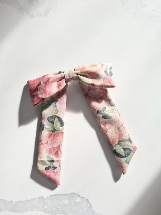 Kathleen pink floral hair bow