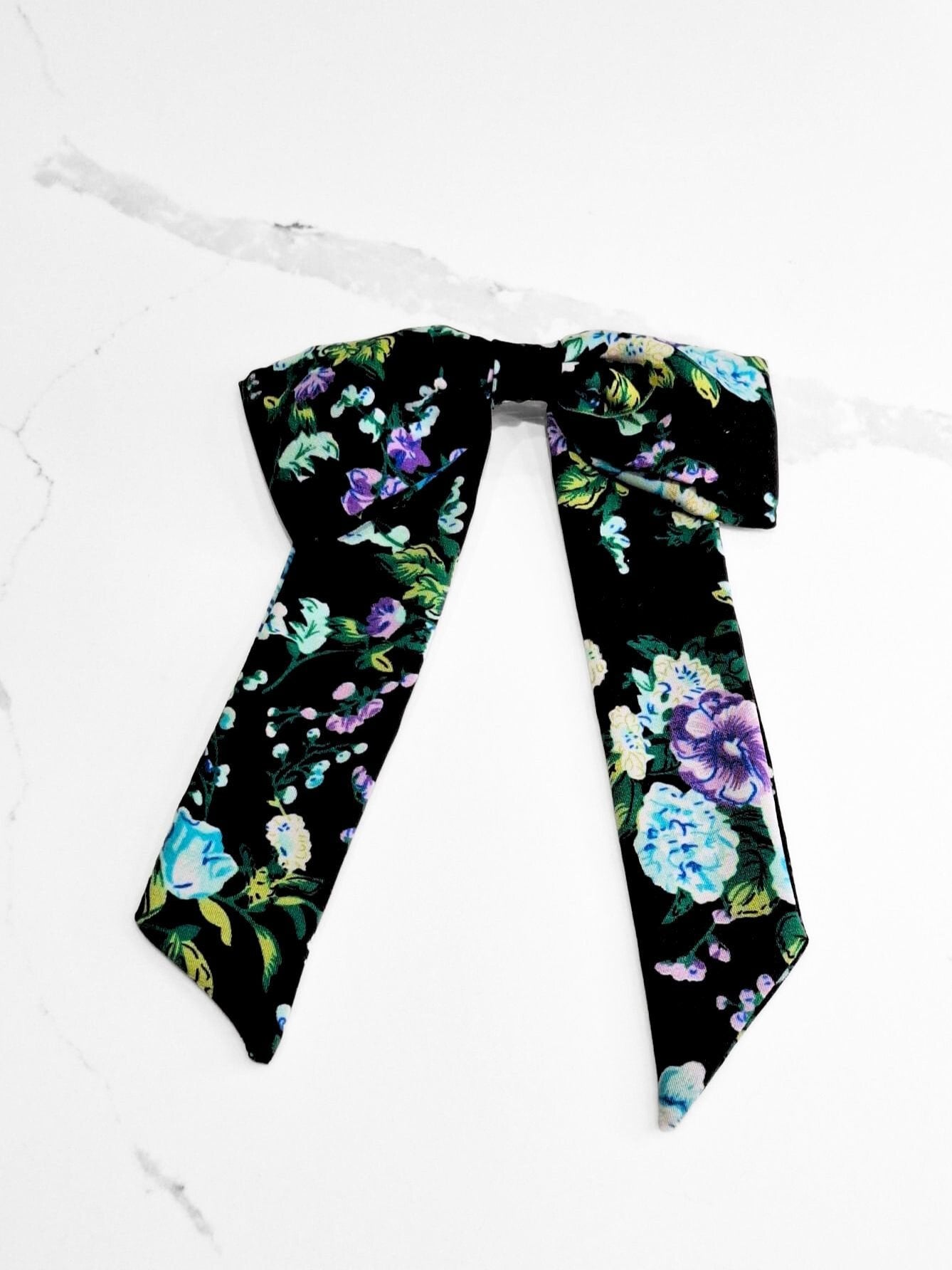 Margot black floral hair bow