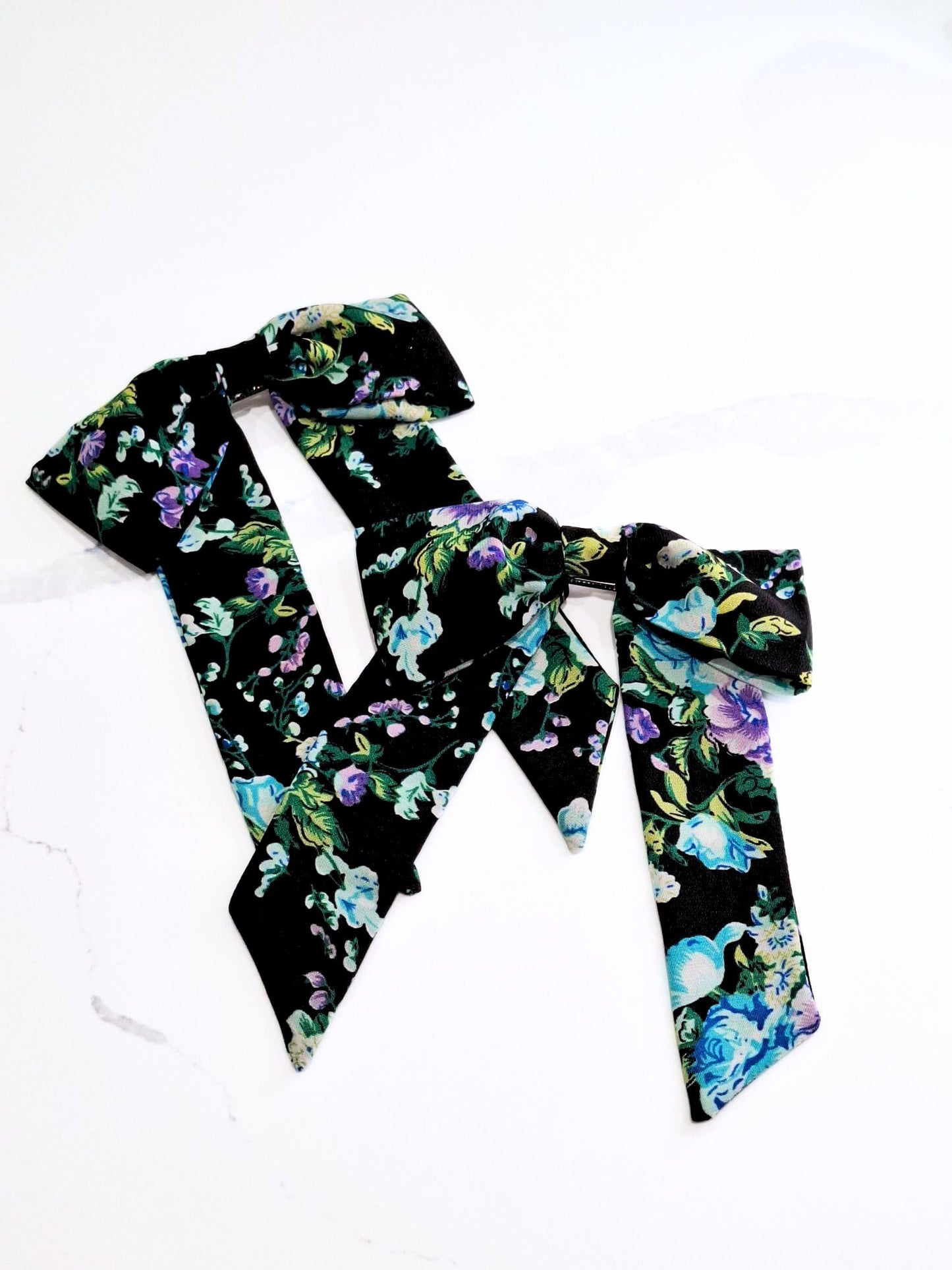 Margot black floral hair bow