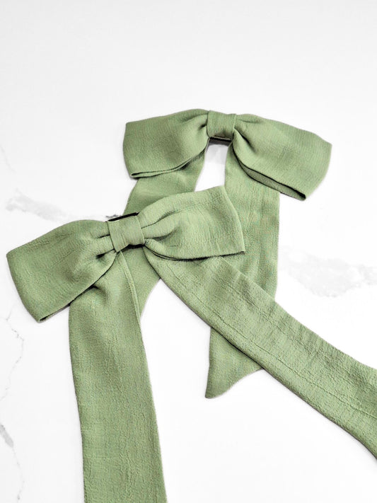 Sage green hair bow