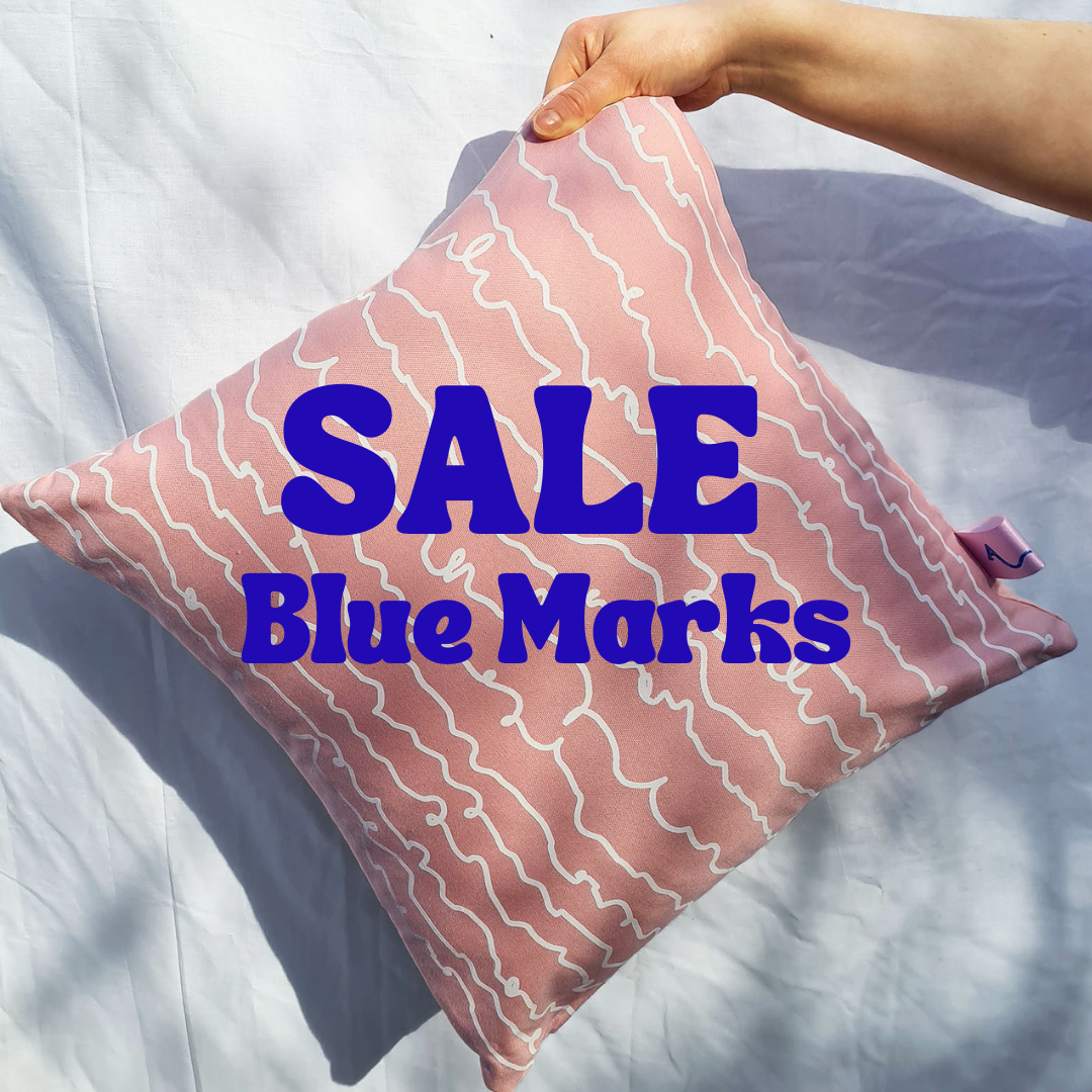 SALE Pink & White Cotton Screen Printed Squiggle Patterned Cushion