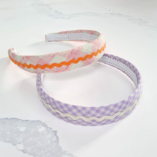 Padded Gingham Ric Rac Headbands