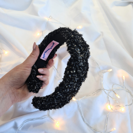 Black Boucle wool Braided Headband