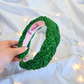 Green Tinsel Sparkle Braided Headband