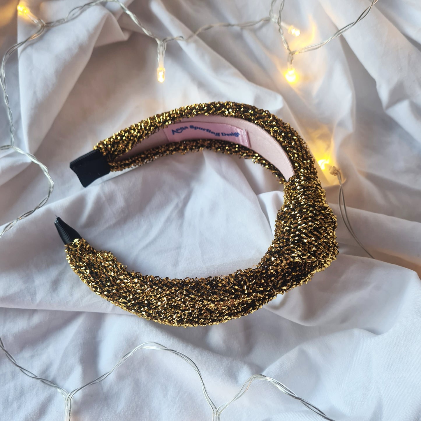 Gold Tinsel Sparkle Knot Headband