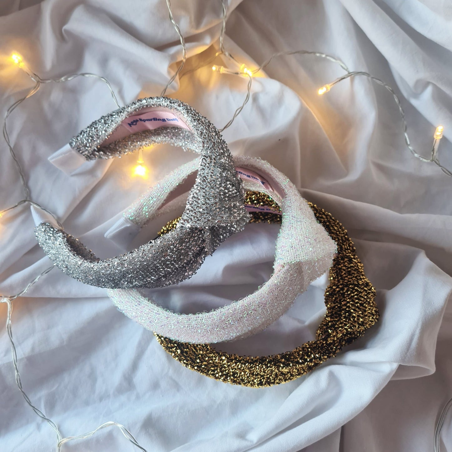 Gold Tinsel Sparkle Knot Headband