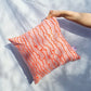 Pink & Blue Cotton Screen Printed Squiggle Patterned Cushion