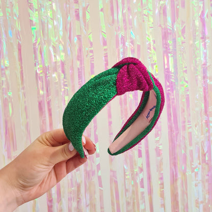 Two Colour Glitter Christmas Knot Headband