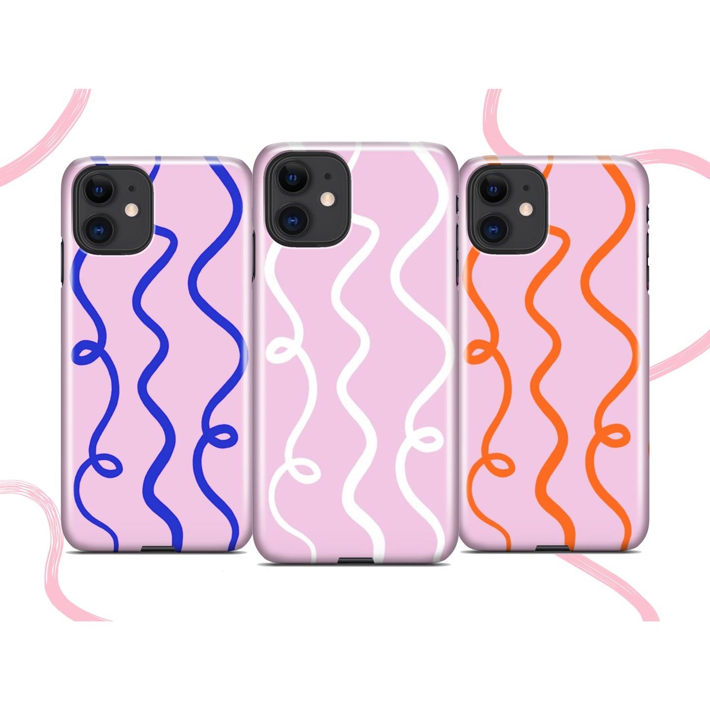 Pink Squiggle Pattern Phone Case | iPhone Case | Samsung Case | Google Pixel Case