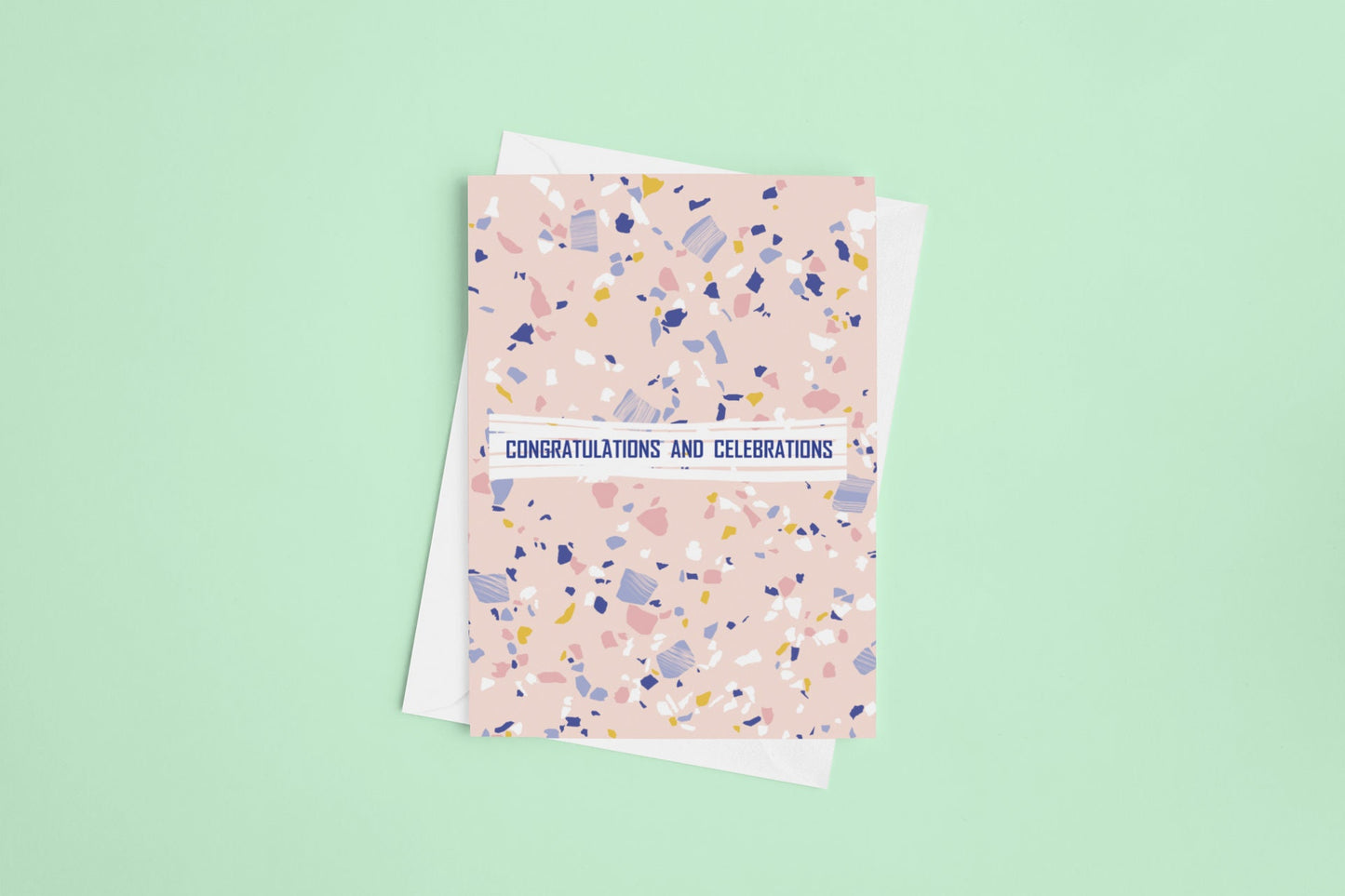 Congratulations and Celebrations Pink Terrazzo Card