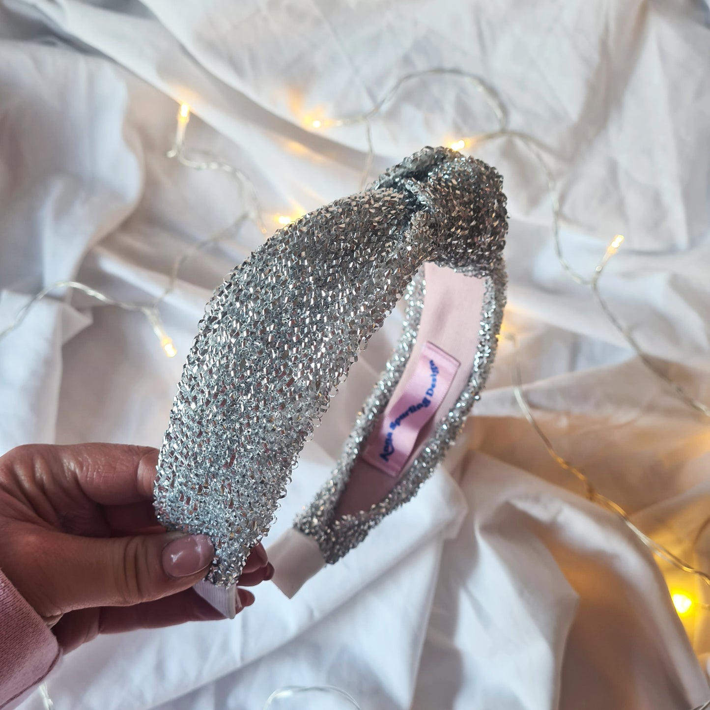 Silver Tinsel Sparkle Knot Headband