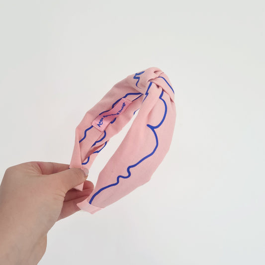 Pink and Blue Squiggle Knot Headband